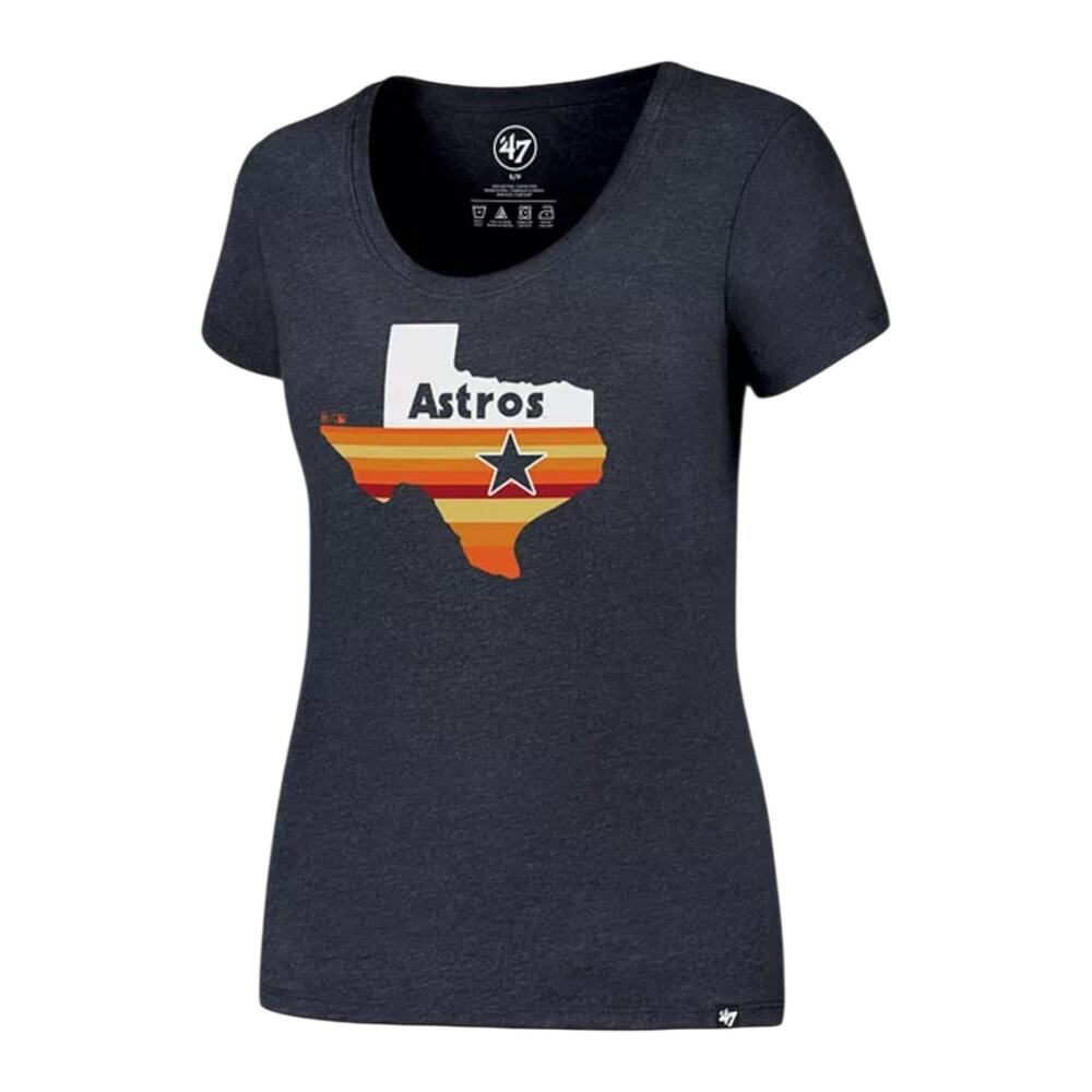 47 Brand Houston Astros Club Scoop Logo T-Shirt Women SZ L Texas Pride NWT